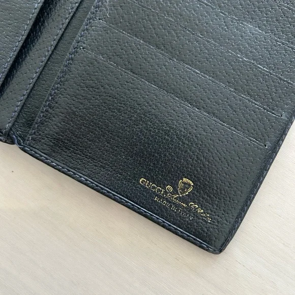 AUTHENTIC GUCCI VINTAGE GG Monogram Supreme Blue Leather & Canvas Long Wallet - Picture 10 of 12